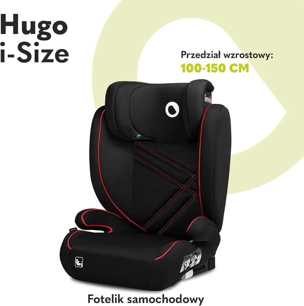 Lionelo automobilinė kėdutė Hugo i-Size 100–150 cm su ISOFIX LO-HUGO I-SIZE Juodas Pilkas