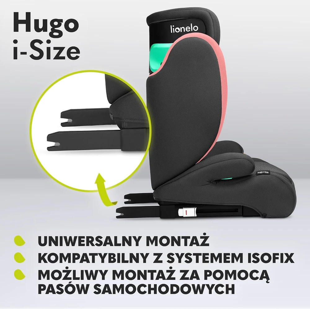 Lionelo automobilinė kėdutė Hugo i-Size ISOFIX vaikams nuo 100 iki 150 cm