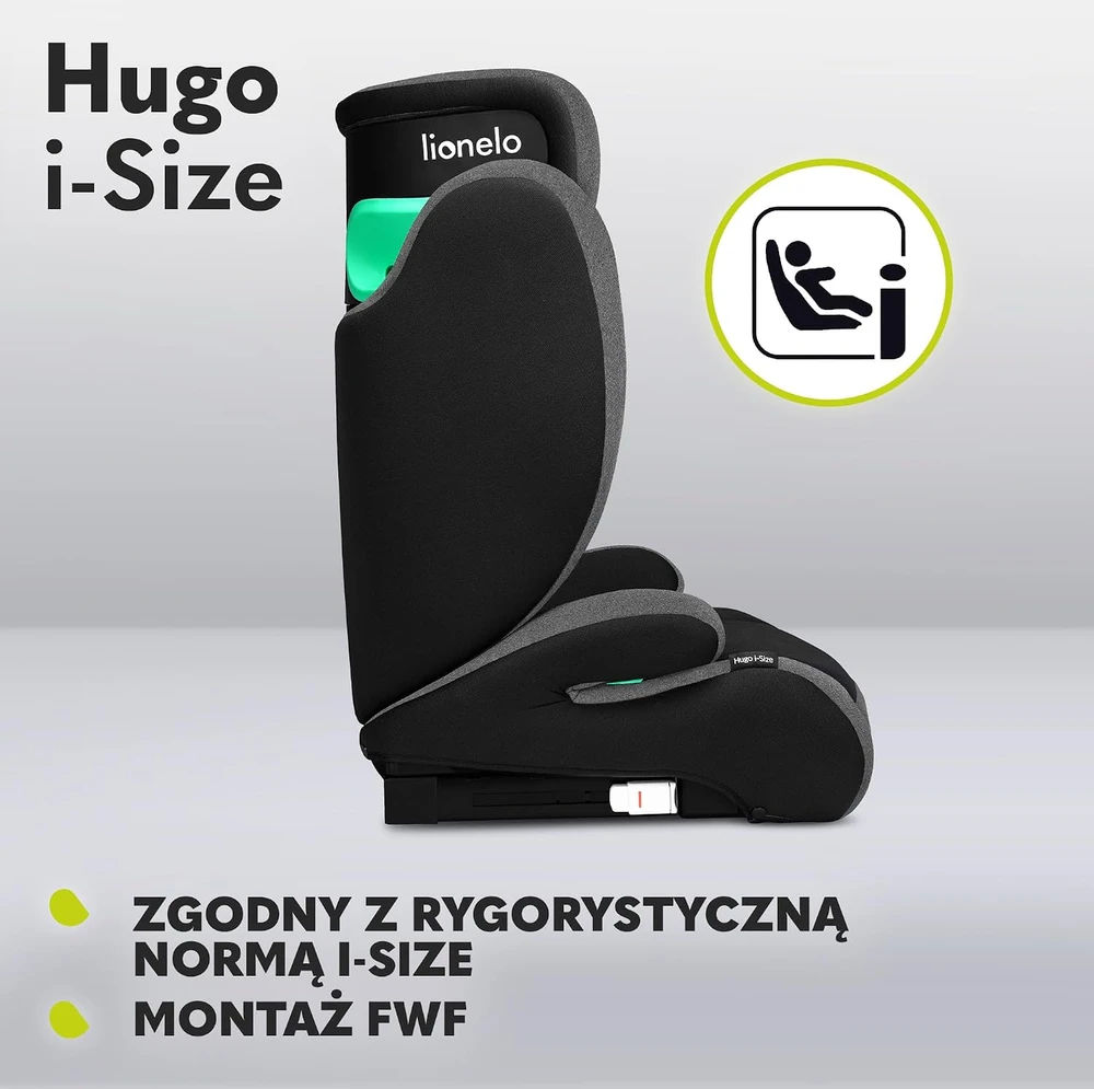 LIONELO HUGO i-size automobilinė kėdutė juoda pilka