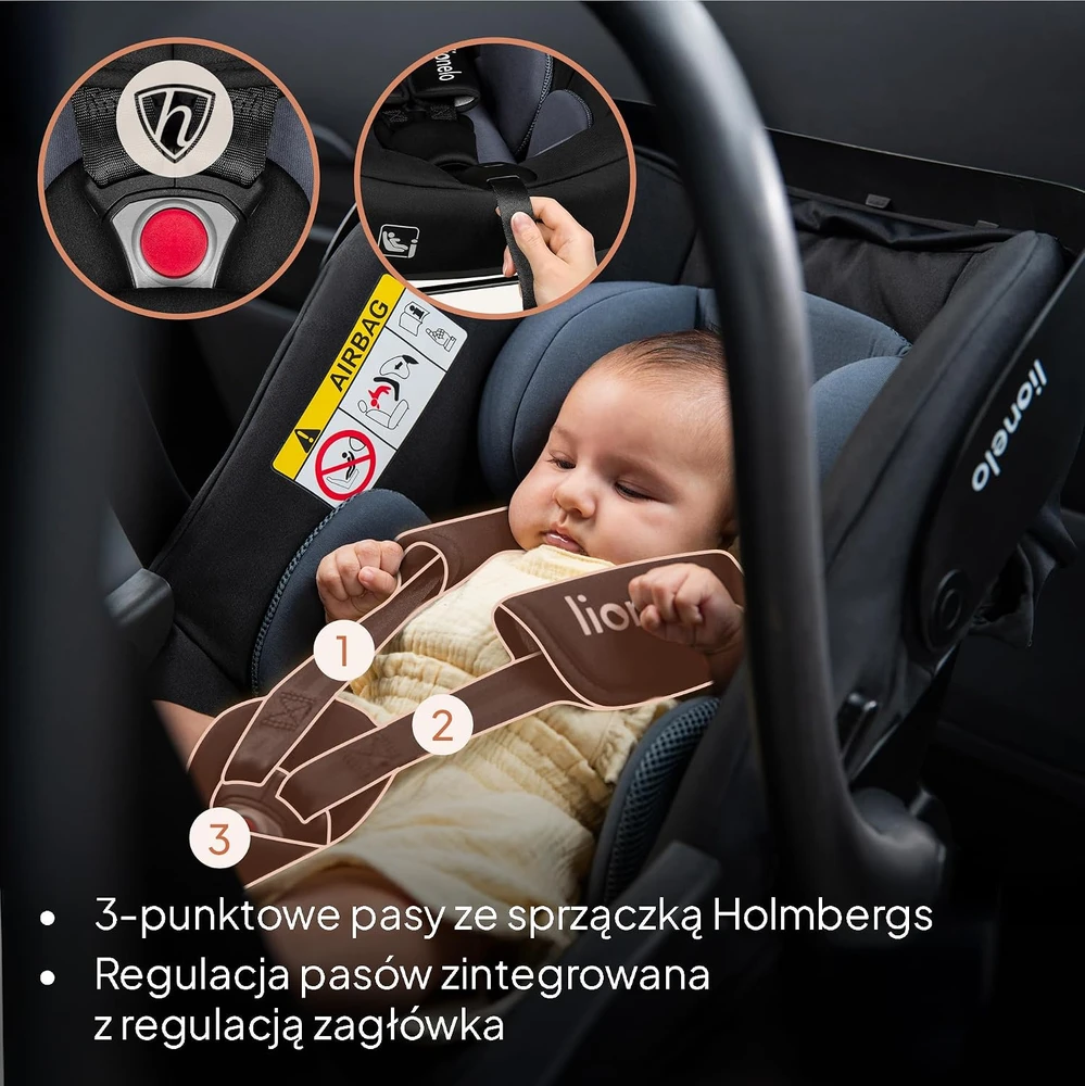 Lionelo automobilinė kėdutė kūdikiams Astrid i-Size 40–87 cm, 3 taškų diržai