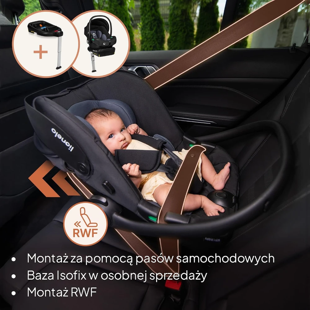Lionelo automobilinė kėdutė kūdikiams Astrid i-Size 40–87 cm, 3 taškų diržai