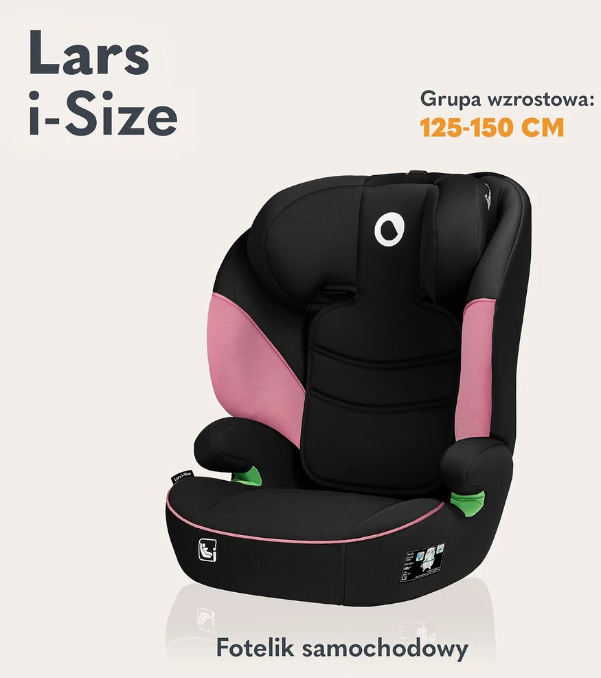 Automobilinė kėdutė Lionelo Lars i-Size, 15 - 36 kg, Rožinė Baby