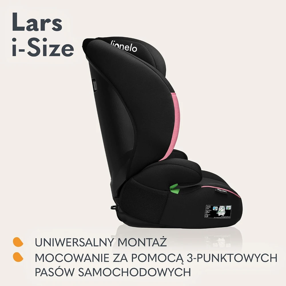 Automobilinė kėdutė Lionelo Lars i-Size, 15 - 36 kg, Rožinė Baby