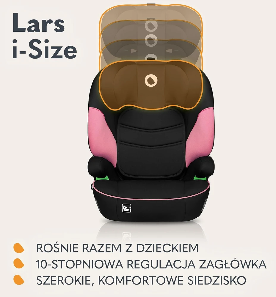 Automobilinė kėdutė Lionelo Lars i-Size, 15 - 36 kg, Rožinė Baby