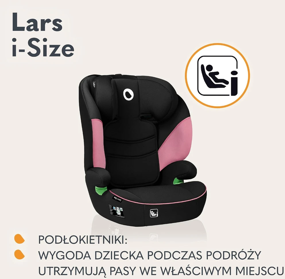 Automobilinė kėdutė Lionelo Lars i-Size, 15 - 36 kg, Rožinė Baby