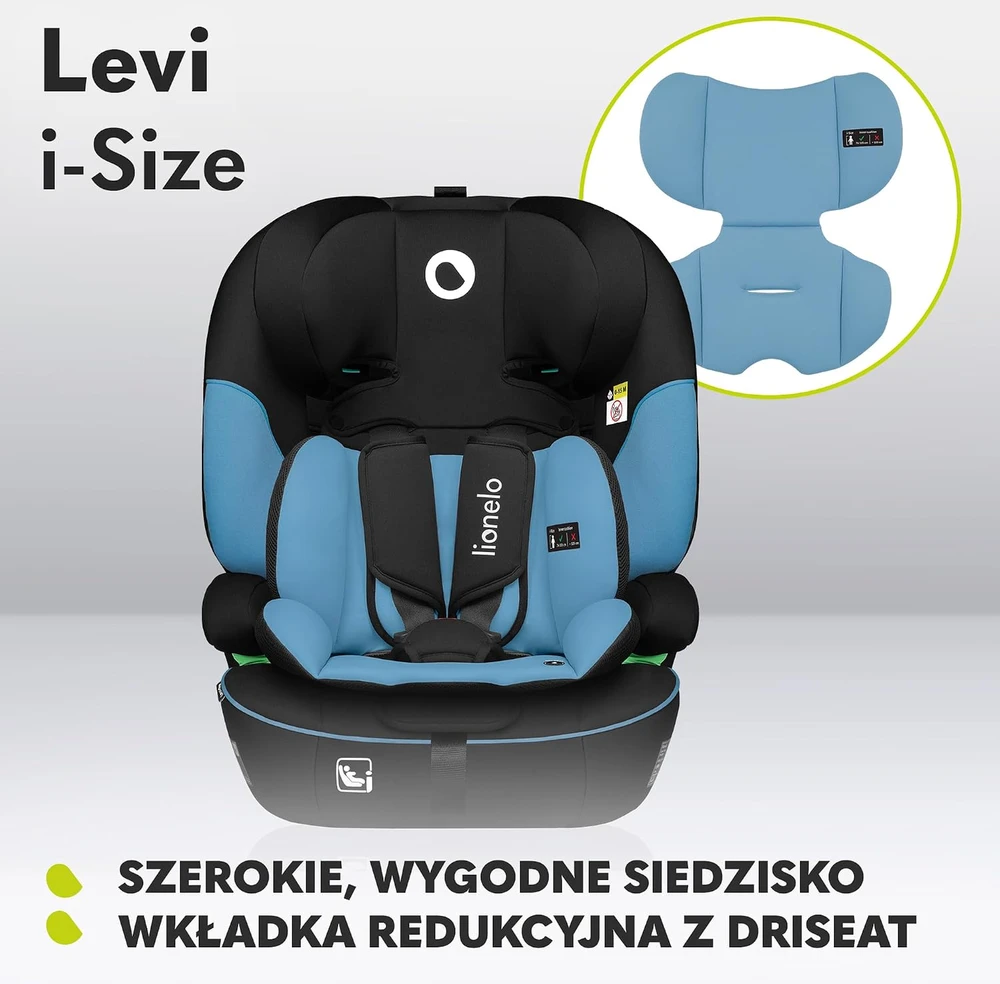 Lionelo automobilinė kėdutė Levi i-Size 76–150 cm, R129, LO-LEVI I-SIZE Mėlynas COBALT