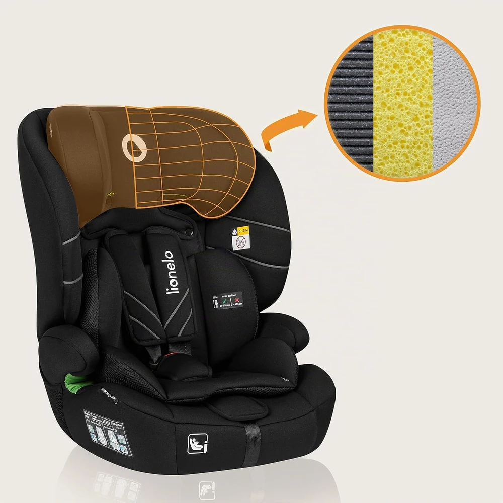 LIONELO Levi One i-Size juodos anglies automobilinė kėdutė