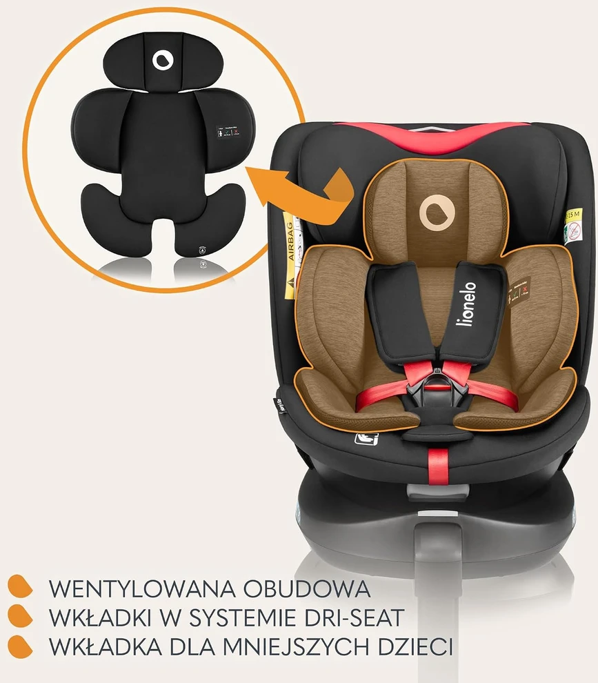 Lionelo automobilinė kėdutė Navy i-Size 40–150 cm, ISOFIX, 360° LO-NAVY I-SIZE Juodas Raudonas
