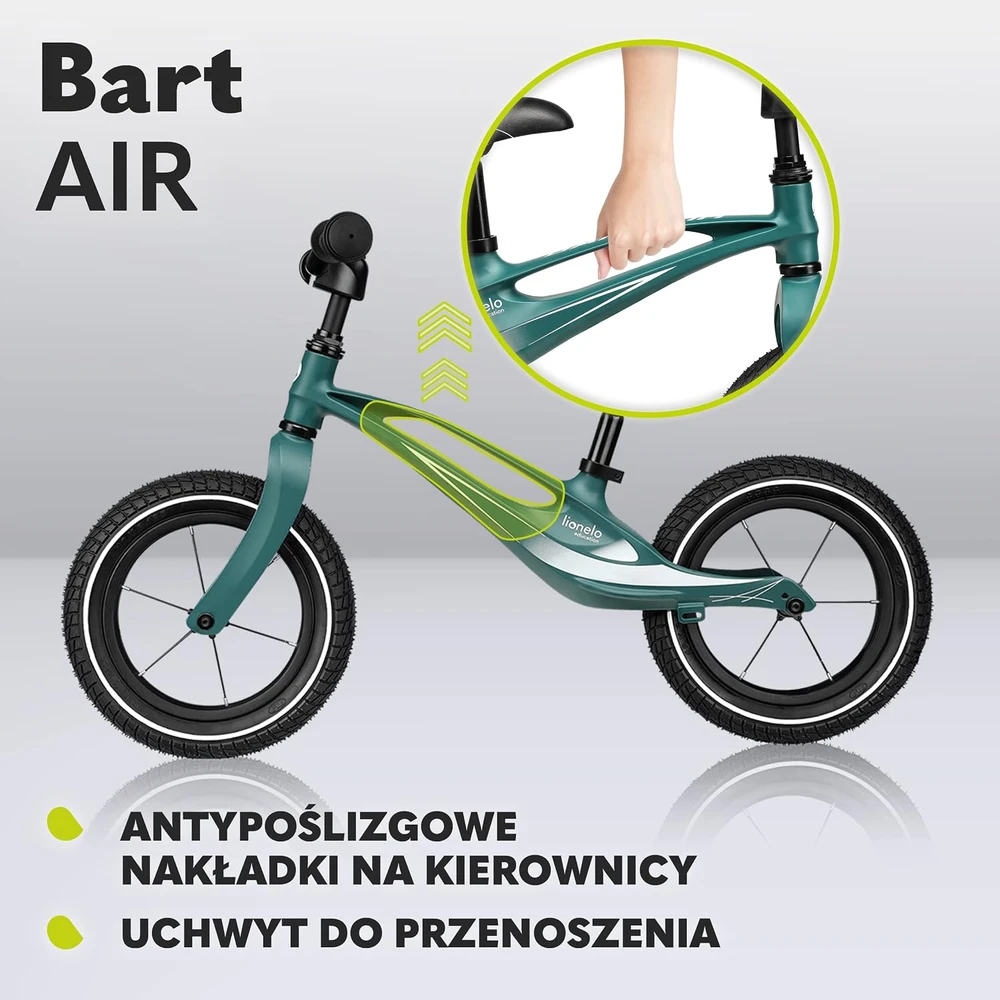 Lionelo balansinis dviratis Bart Air 12 col., iki 30 kg, EVA ratai, LO-BART AIR Žalias FOREST