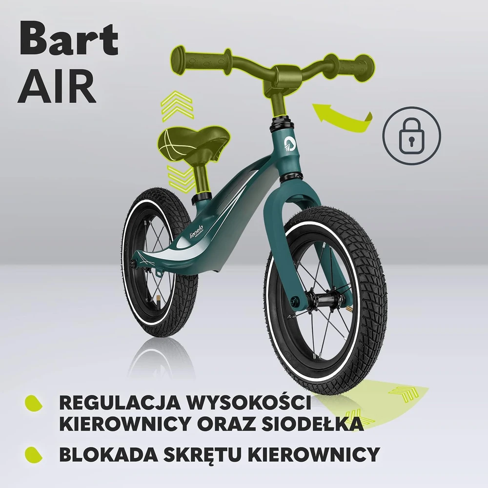 Lionelo balansinis dviratis Bart Air 12 col., iki 30 kg, EVA ratai, LO-BART AIR Žalias FOREST