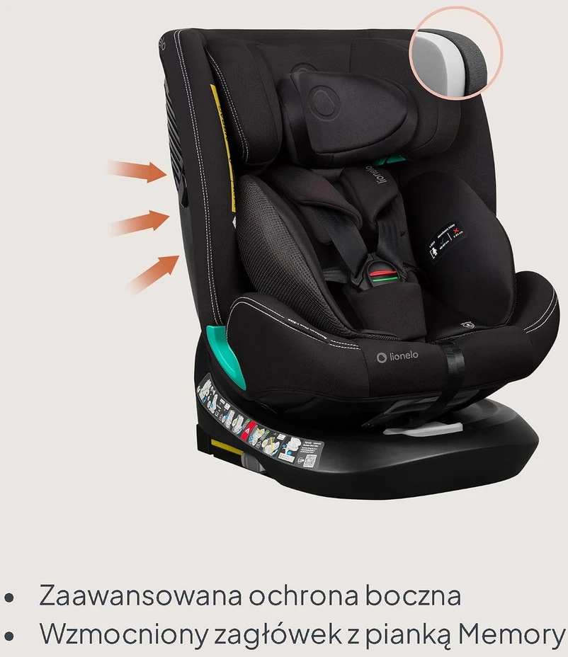 Lionelo Bastiaan i-Size automobilinė kėdutė 40–150 cm su ISOFIX, 360° pasukama, 181654