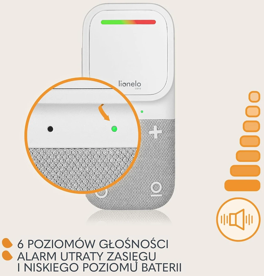 Lionelo garso auklė Babyline 2.2 su naktine lempute, 400 m, LOC-BABYLINE 2.2