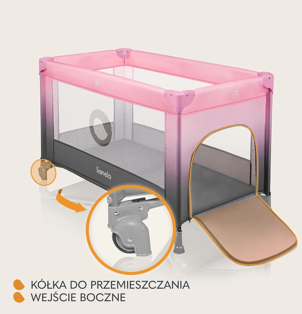 LIONELO Kelioninė lovelė Stefi Rožinė Ombre