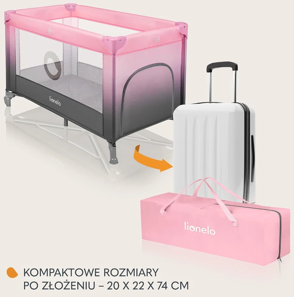 LIONELO Kelioninė lovelė Stefi Rožinė Ombre