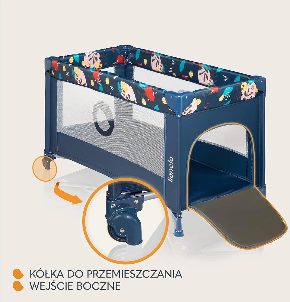 LIONELO Kelioninė lovelė Stefi Mėlyna Navy