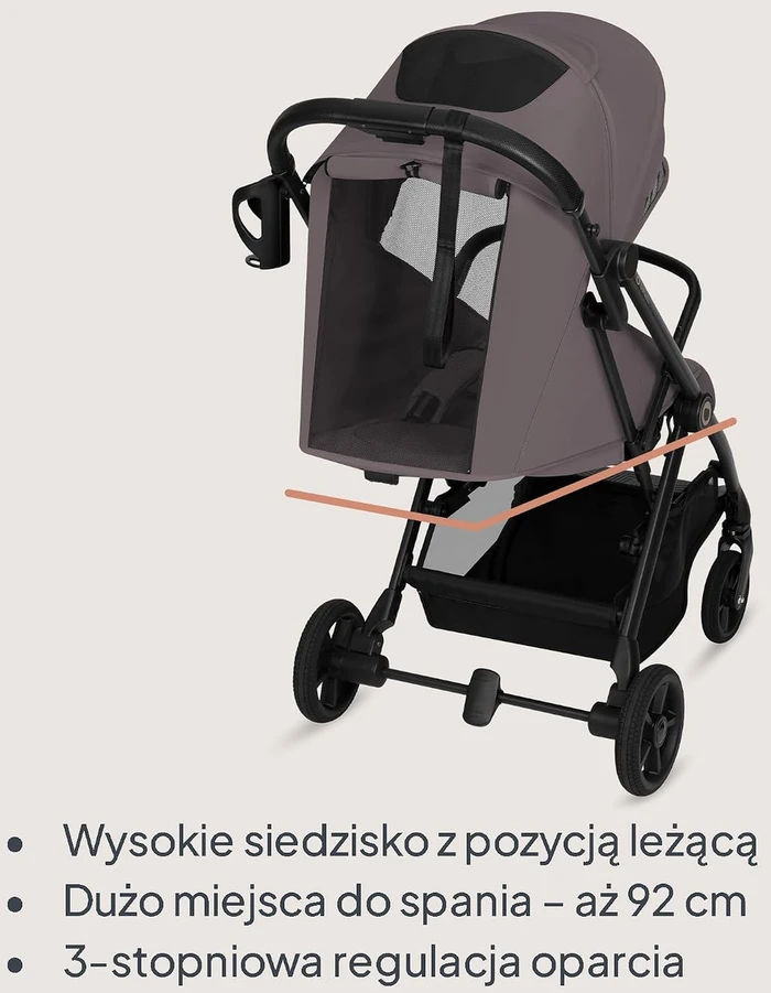 Lionelo kelioninis sportinis vežimėlis Tansi iki 22 kg, sulankstomas viena ranka, LO-TANSI BEIGE TAUPE