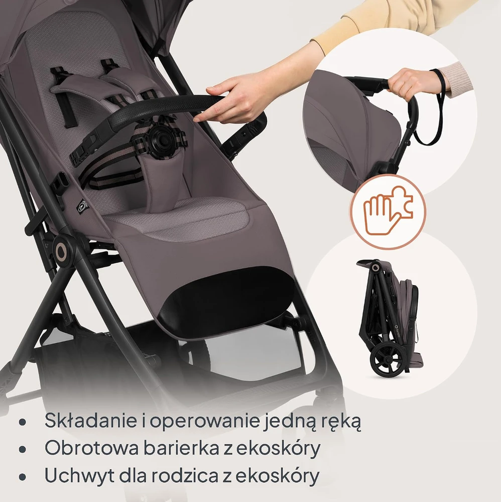 Lionelo kelioninis sportinis vežimėlis Tansi iki 22 kg, sulankstomas viena ranka, LO-TANSI BEIGE TAUPE