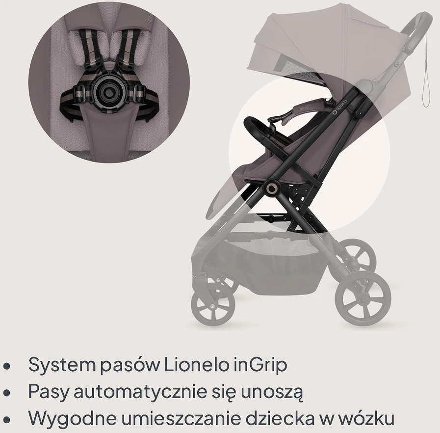 Lionelo kelioninis sportinis vežimėlis Tansi iki 22 kg, sulankstomas viena ranka, LO-TANSI BEIGE TAUPE