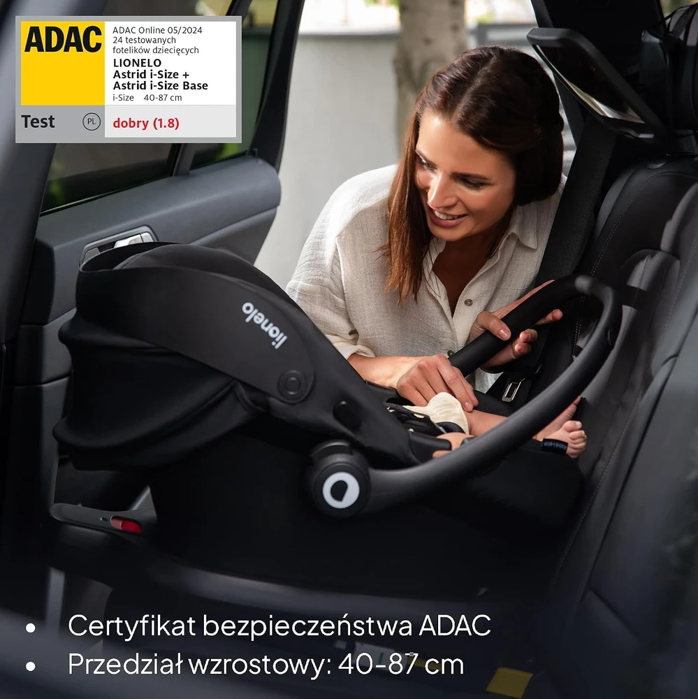 Lionelo kūdikių automobilinė kėdutė Astrid i-Size su ISOFIX baze, 40–87 cm, LO-ASTRID I-SIZE SET BEIGE SAND