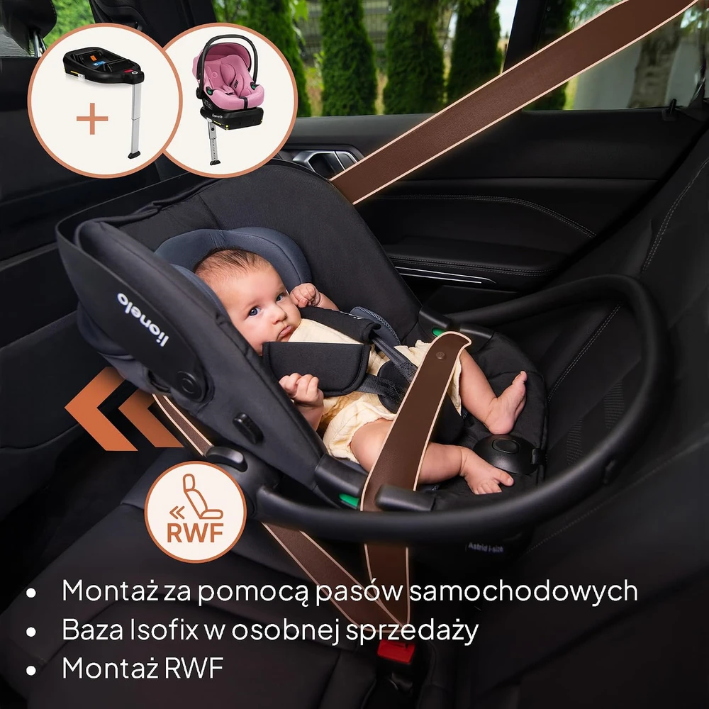 Lionelo kūdikių automobilinė kėdutė Astrid i-Size 40–87 cm su 3 taškų diržais