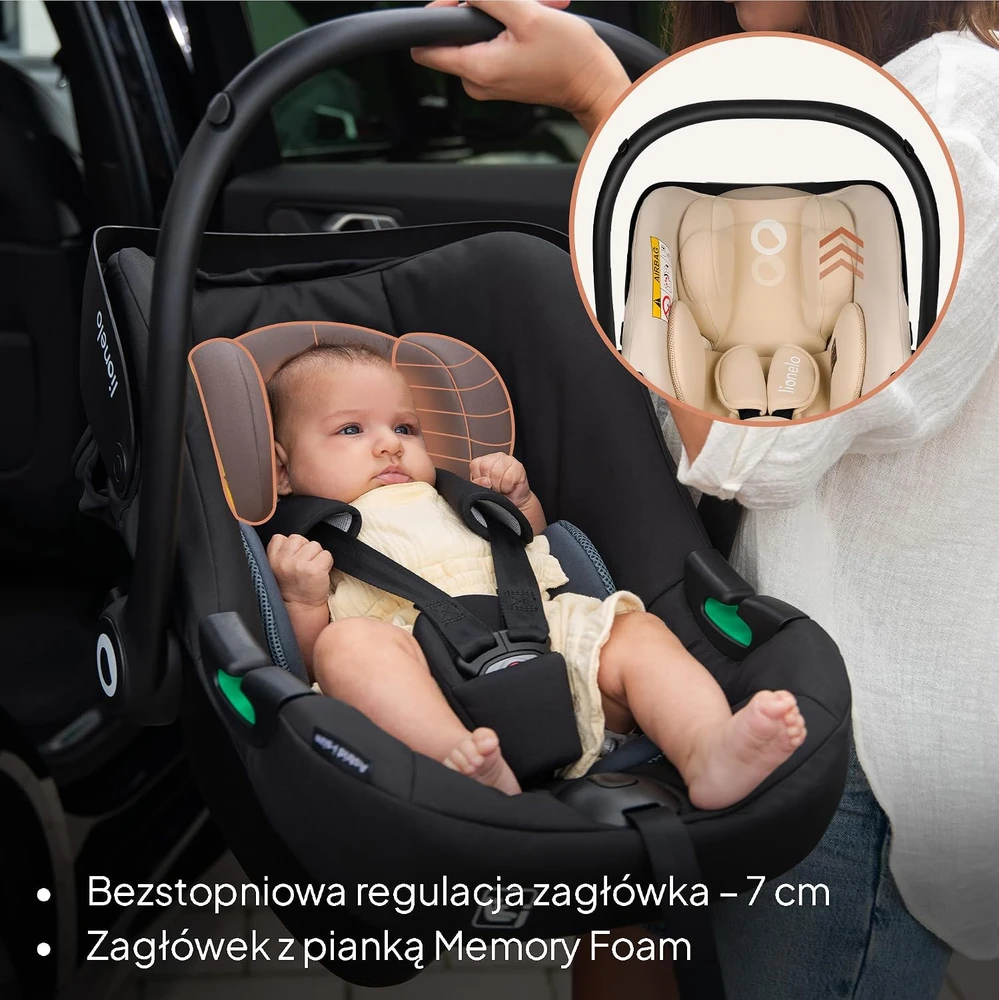 Lionelo kūdikių automobilinė kėdutė Astrid i-Size su ISOFIX baze, 40–87 cm, LO-ASTRID I-SIZE SET BEIGE SAND