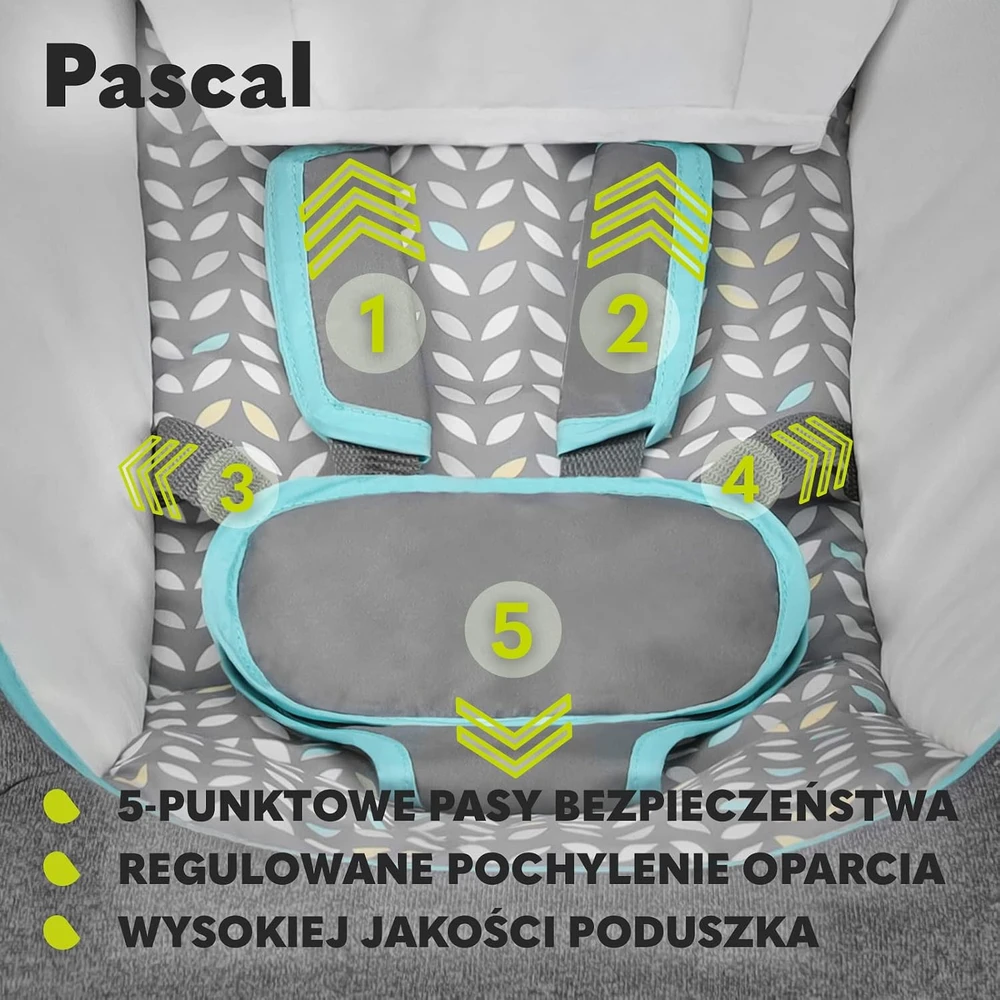 Lionelo kūdikių gultukas Pascal, pilkas, iki 9kg, su vibracija ir melodijomis LOPASCAL Pilkas SCANDI
