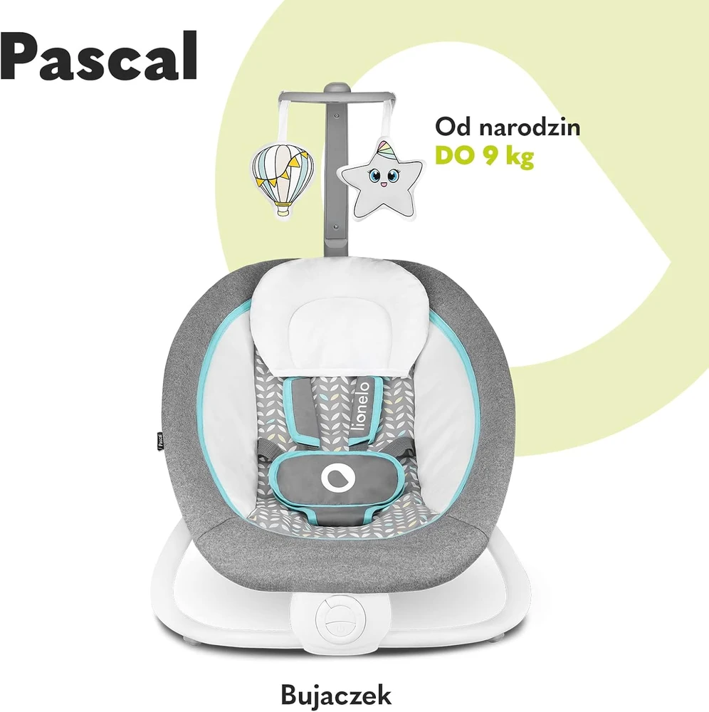 Lionelo kūdikių gultukas Pascal, pilkas, iki 9kg, su vibracija ir melodijomis LOPASCAL Pilkas SCANDI