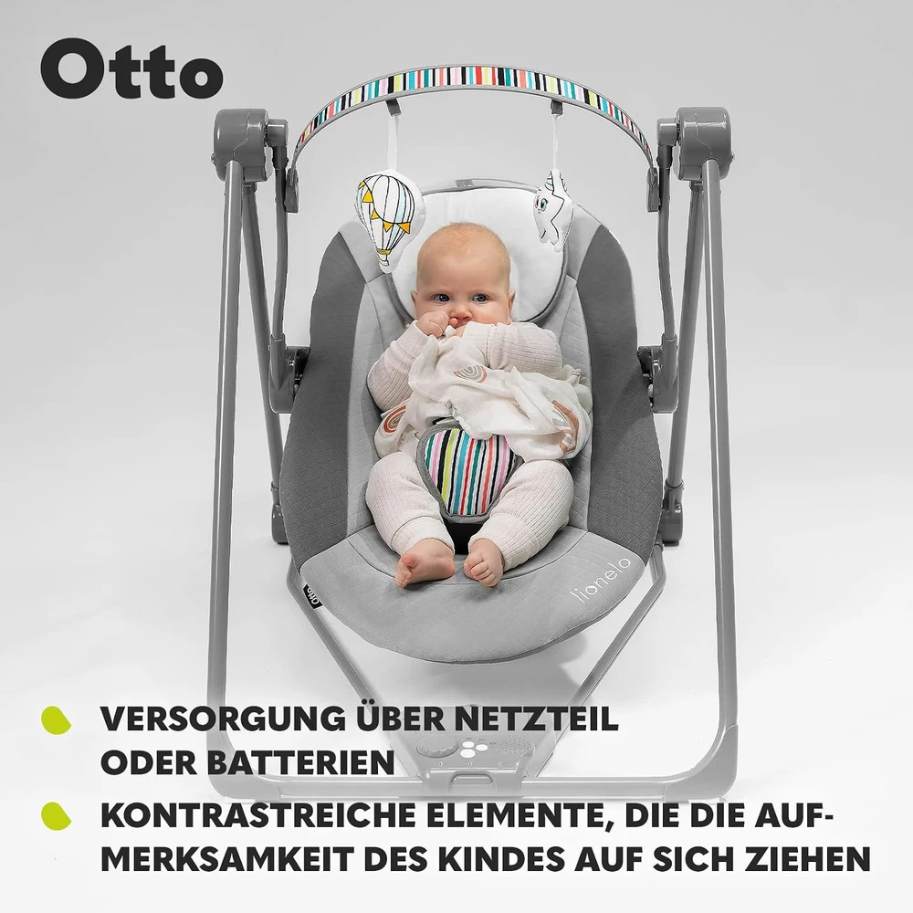 Lionelo kūdikių sūpynės Otto Rožinė Baby su 5 greičiais ir garsais LO-OTTO Rožinis BABY
