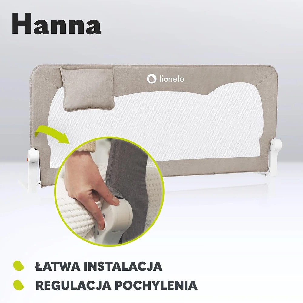 Saugūs barjeriniai vartai lovai, aukšti 150x6cm Lionelo Hanna smėlio spalvos