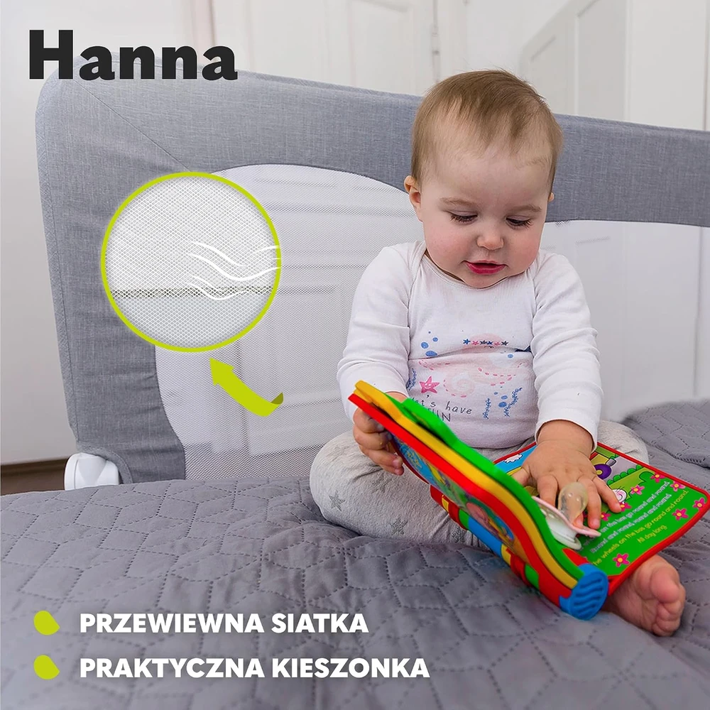 Saugūs barjeriniai vartai lovai, aukšti 150x6cm Lionelo Hanna smėlio spalvos