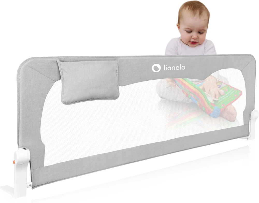 Lionelo lovos apsauginis turėklas Hanna 150 × 66 cm, pilkas LO-HANNA