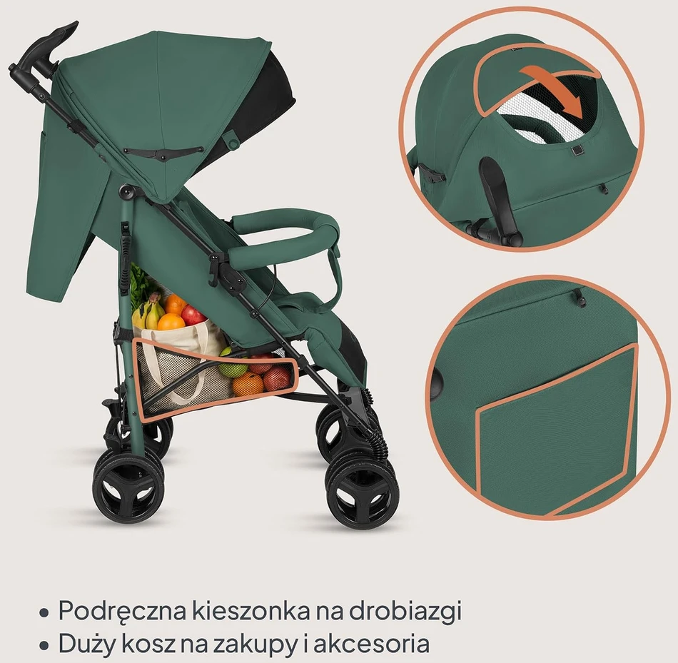 Lionelo sportinis vežimėlis Irma iki 15 kg, 7kg, žalias, LO-IRMA Žalias EMERALD