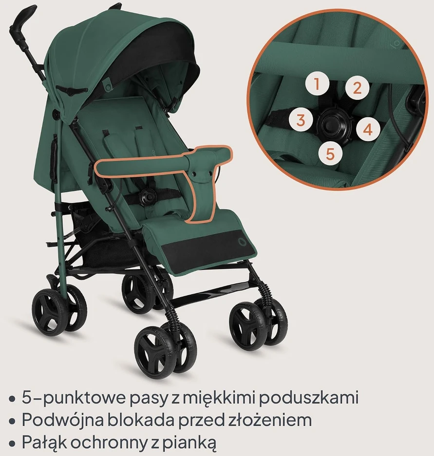Lionelo sportinis vežimėlis Irma iki 15 kg, 7kg, žalias, LO-IRMA Žalias EMERALD