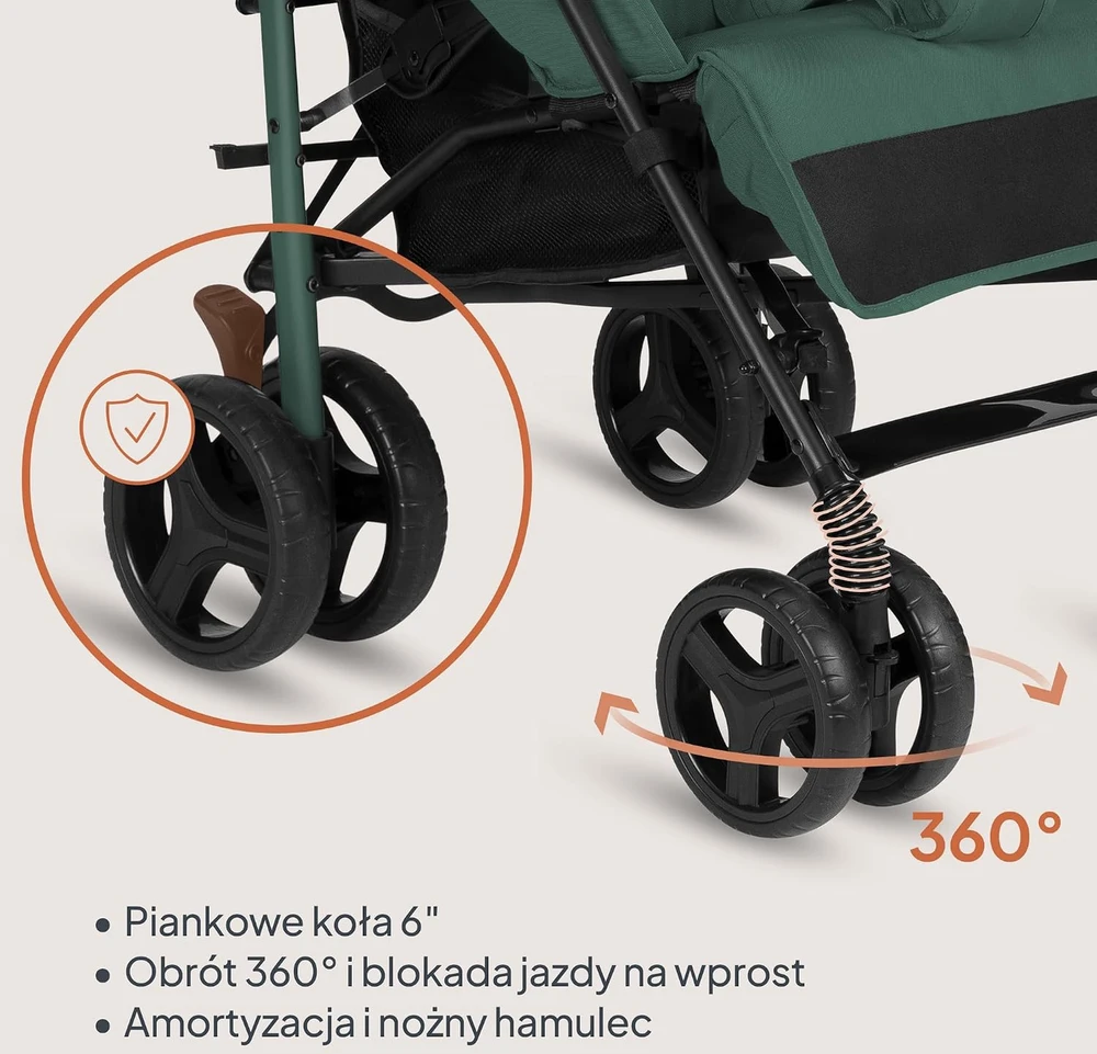 Lionelo sportinis vežimėlis Irma iki 15 kg, 7kg, žalias, LO-IRMA Žalias EMERALD