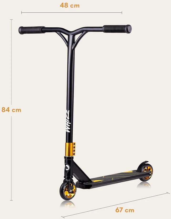Lionelo triukinis paspirtukas, aliuminis, ABEC-9 guoliai, 110 mm ratai, iki 100 kg, LO-WHIZZ Juodas CARBON Geltonas
