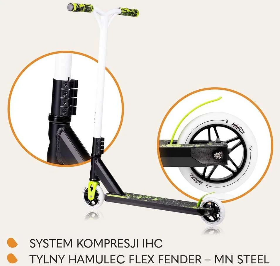 Lionelo triukų paspirtukas vaikams ir suaugusiems, aliuminis, 110 mm PU ratukai, Y-bar vairas, iki 100 kg, Whizz