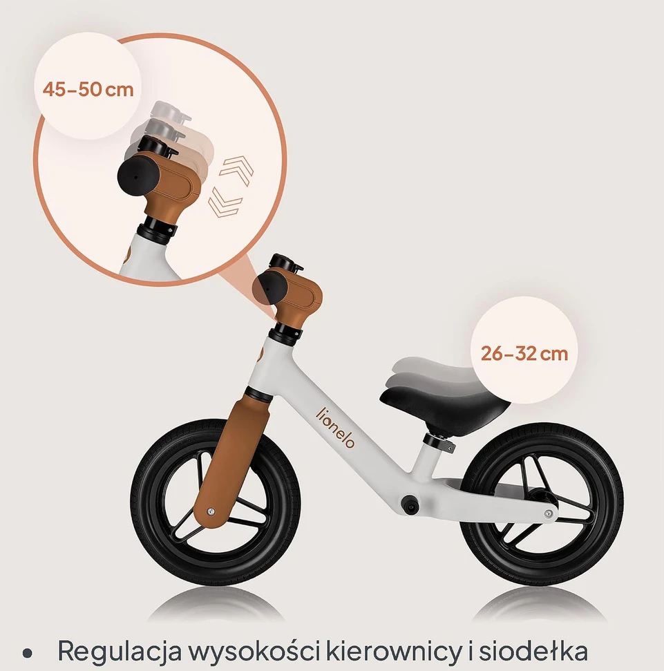 Lionelo vaikiškas balansinis dviratis Toni su 25 cm PU ratais iki 30 kg LO-TONI BEIGE SAND