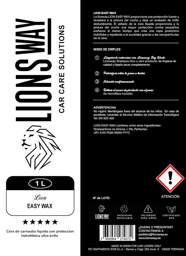 LIONSWAY automobilinis karnaubo vaškas keraminei ir hidrofobinei apsaugai 500 ml
