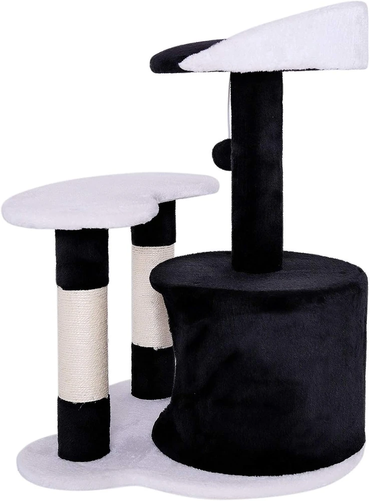 lionto draskyklė katėms su nameliu, sizalio stulpu ir žaisliniu kamuoliuku, 65 cm, KB00142