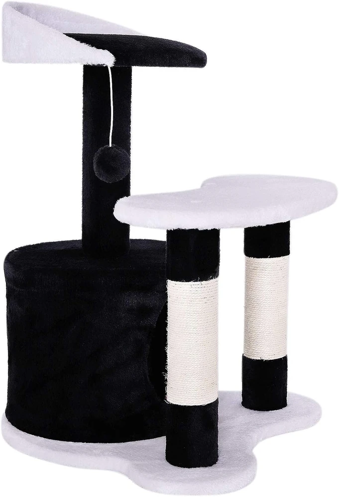 lionto draskyklė katėms su nameliu, sizalio stulpu ir žaisliniu kamuoliuku, 65 cm, KB00142