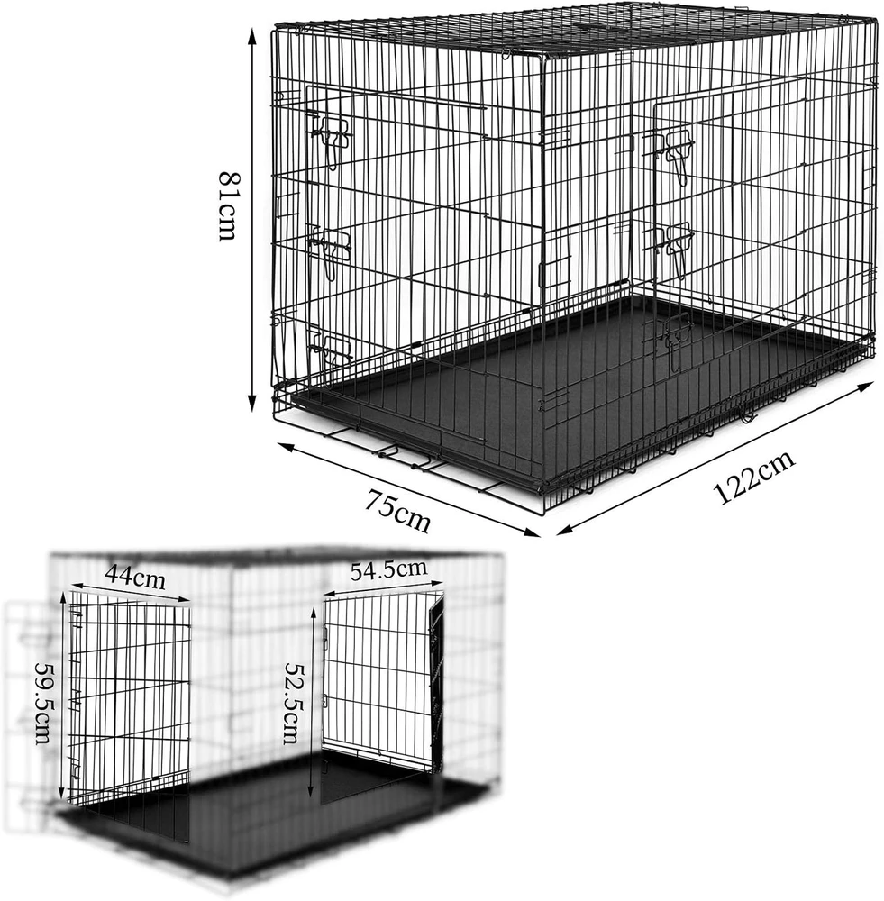 lionto sulankstomas metalinis transportavimo narvas šunims ir katėms 122 × 75 × 81 cm DC00495