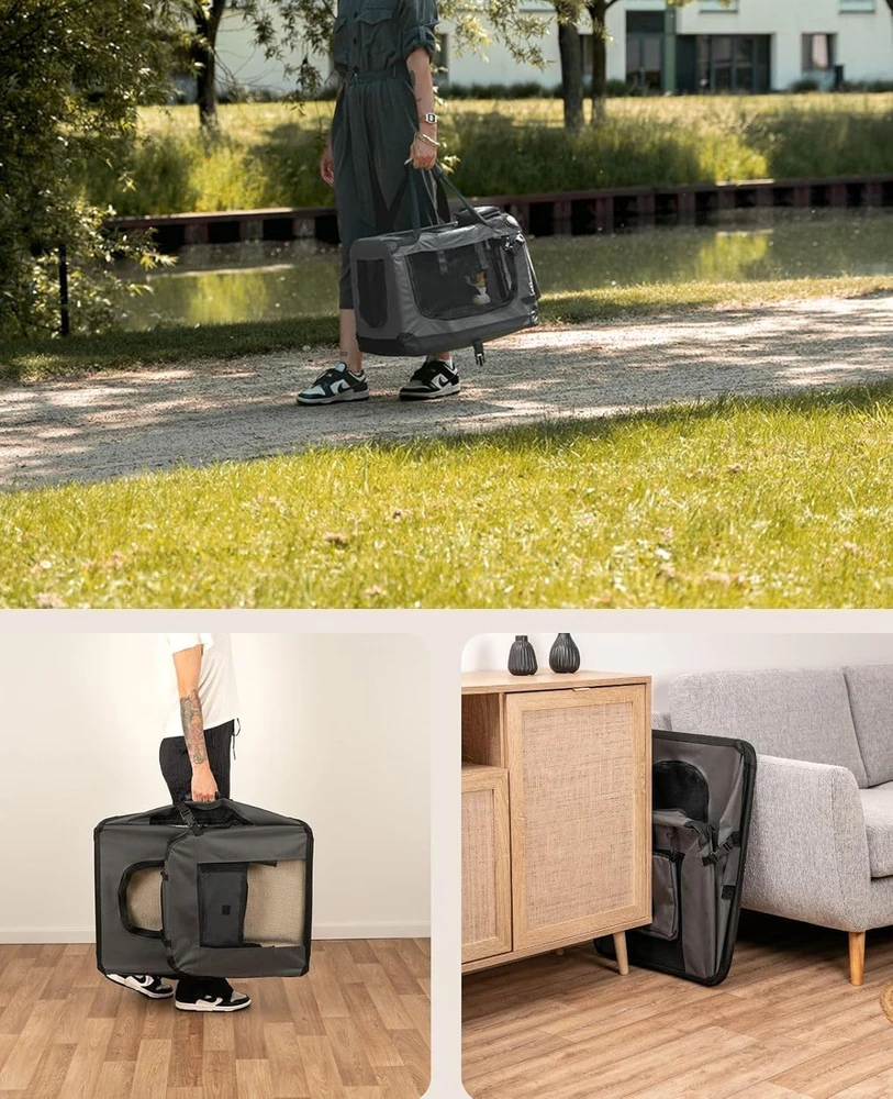 lionto sulankstomas transportavimo krepšys šunims ir katėms 60 × 42 × 44 cm, iki 12 kg, TB10011