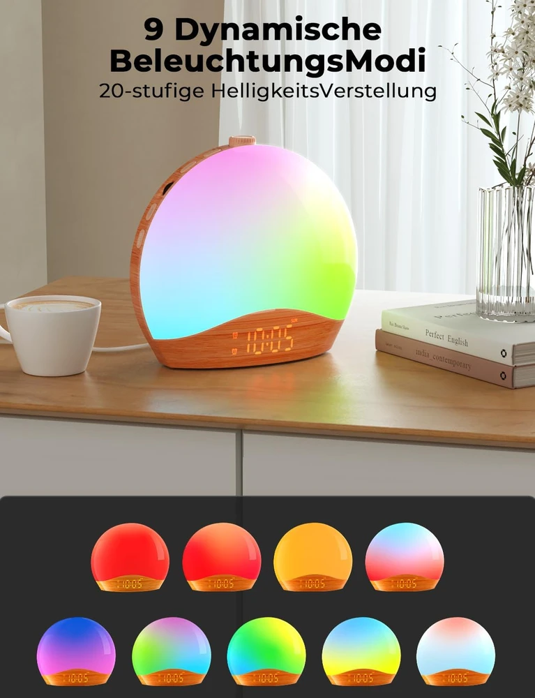 LIORQUE šviesos žadintuvas su saulėtekio simuliacija, Bluetooth ir FM radiju K2