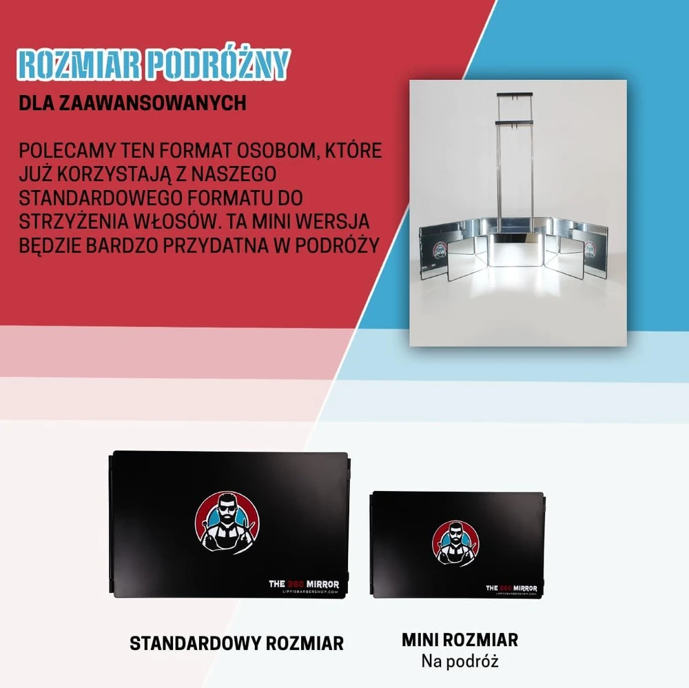 LIPFISBARBERSHOP.COM trijų dalių LED veidrodis plaukų kirpimui su 360° vaizdu