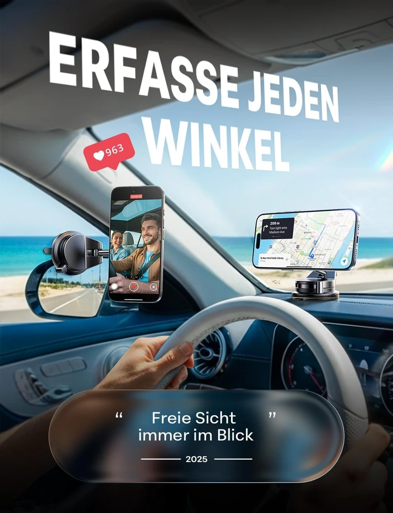 LISEN magnetinis automobilinis telefono laikiklis MagSafe su vakuuminiu tvirtinimu A608