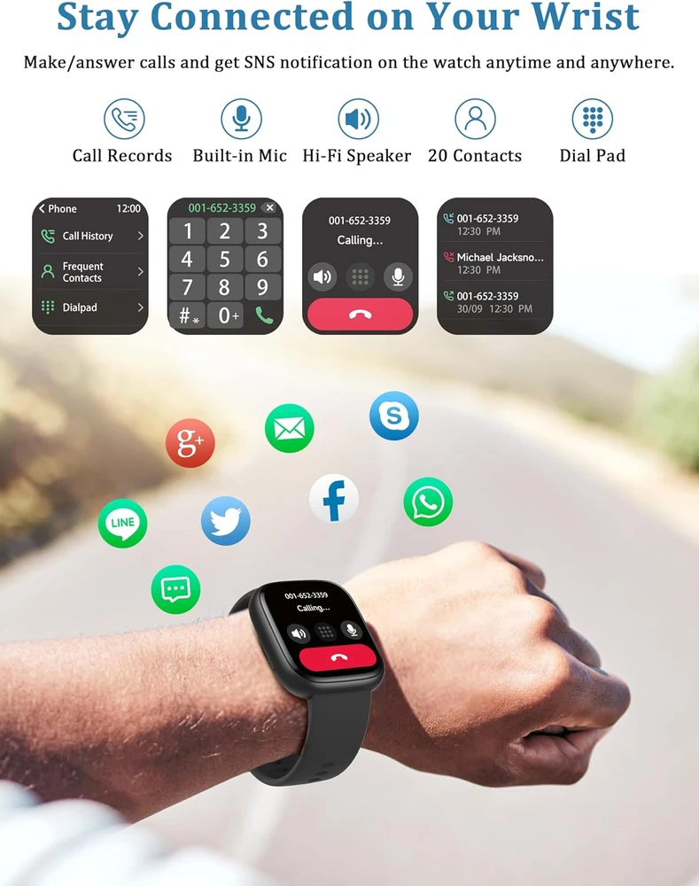 LODIMEKE išmanusis laikrodis Bluetooth, IP68, 1.83 col., pulsometras, IDW26
