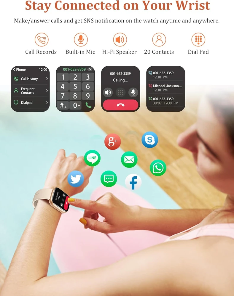 LODIMEKE išmanusis laikrodis su Bluetooth, 1,83 col. OLED ekranu ir IP68, IDW26