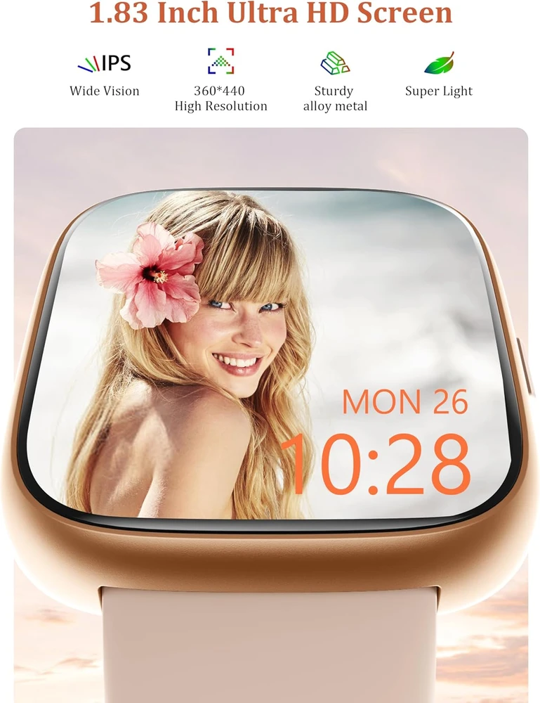 LODIMEKE išmanusis laikrodis su Bluetooth, 1,83 col. OLED ekranu ir IP68, IDW26