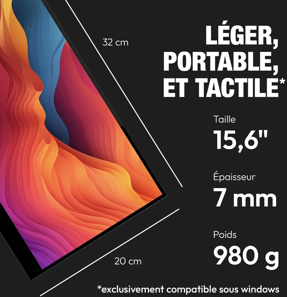Logicom nešiojamasis liečiamasis monitorius 15,6 col. Full HD IPS 60 Hz GS156B2