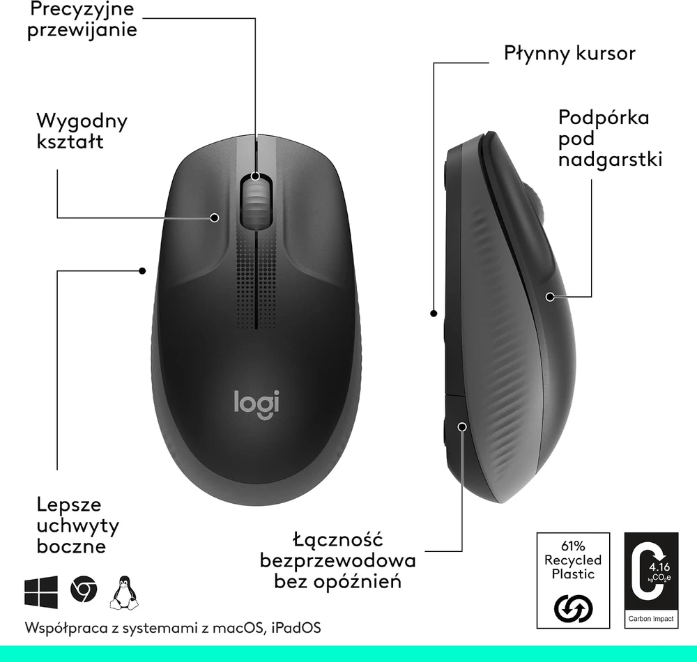 Belaidė pelė Logitech M190, mėlynos spalvos